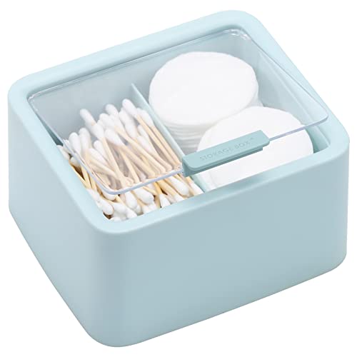 Tecbeauty Large Qtips Holder - 2 Grids Cotton Swabs Dispenser Bathroom Organizer Cotton Balls, Pads Storage Canisters, Hin...
