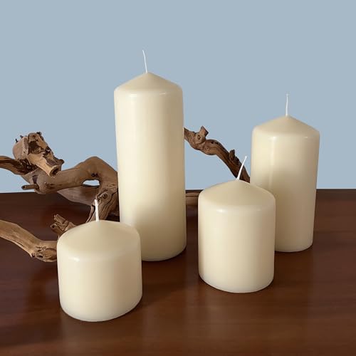 Stonebriar Unscented Pillar Candles – 65 Hour Burn Time, Long-Lasting Wax Candles for Weddings, Holidays, Home Décor & Spe...