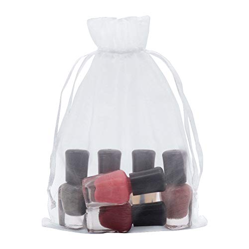 HRX Package White Organza Gift Bags 5x7 inch 100pcs, Mesh Jewelry Pouches Drawstring Bags Empty Sachet for Christmas Candy...