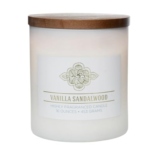 Carolina Vanilla Sandalwood Scented Candle, 16 oz Wellness Relaxing Aromatherapy Candle, 2 Wick White Jar Soy Blend Wax, C...