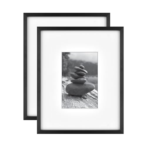 MCS Master & Co. Foundry Metal 8x10 Matted Picture Frame with 4x6 Photo Display, Black Vertical & Horizontal Wall Hanging ...