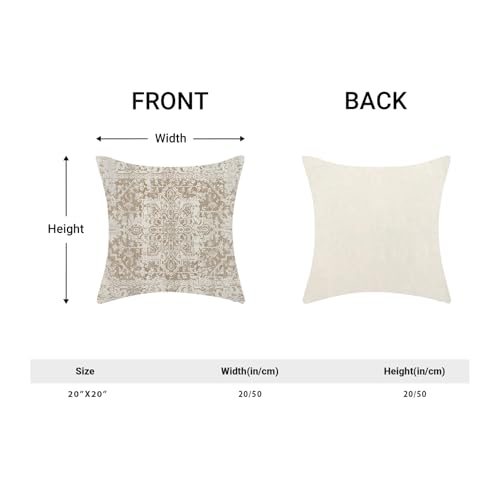 AEIOAE Boho Pillow Covers 20x20 Inch Set of 2,Carpet Pattern Throw Pillows Case,Brown Beige White Ethnic Design Outdoor De...