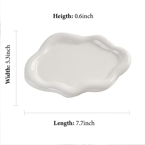 MDFAYE Jewelry Dish Trinket Tray for Women, Ring Dish Holder, Unique Cloud Shape Ceramic Plate Cute Things Vanity Aestheti...