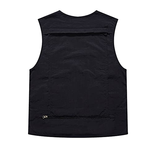 Perbai Men's Black Utility Fishing Vest Outdoor Summer Lightweight Work Photo Safari Cargo Vest