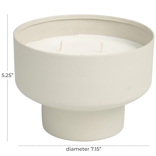 Deco 79 Metal Decorative Candle White Sage Scented Matte 50 oz 3 Wick Aromatherapy Candle with White Wax, Wax Aromatherapy...