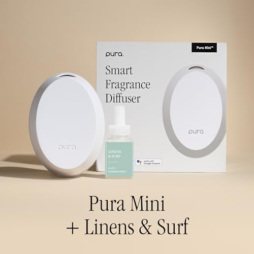 Pura Mini Smart Fragrance Diffuser for Small Spaces Adjustable Smart Home Device with LED Light & Automatic Vial Detection...