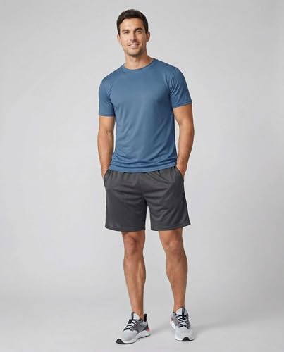 Real Essentials 5 Pack: Men’s Mesh Short Sleeve Crew Neck T-Shirt - Workout Gym Active Athletic Tee (Big & Tall Available)