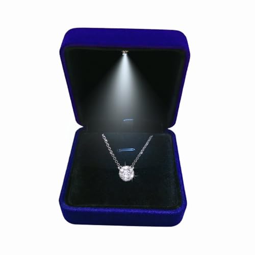 GBYAN Pendant Necklace Box with LED Light, Necklace Gift Box Velvet Jewelry Display Case for Proposal Engagement Wedding a...