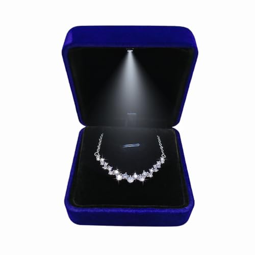 GBYAN Pendant Necklace Box with LED Light, Necklace Gift Box Velvet Jewelry Display Case for Proposal Engagement Wedding a...