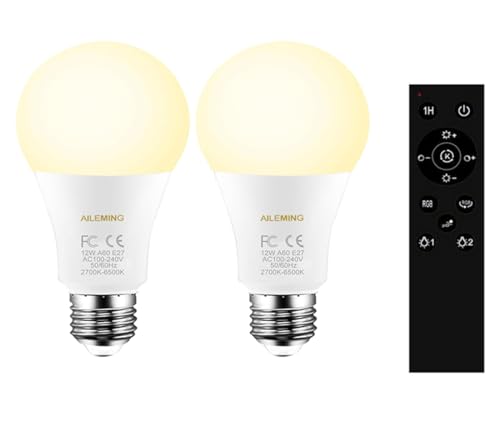 AILEMING LED Bulb with a 2.4GHz Remote Control, A60 Smart Light Bulb for Lamp, Bedroom, Mood Soothing,12W 1000lm,100W Equi...