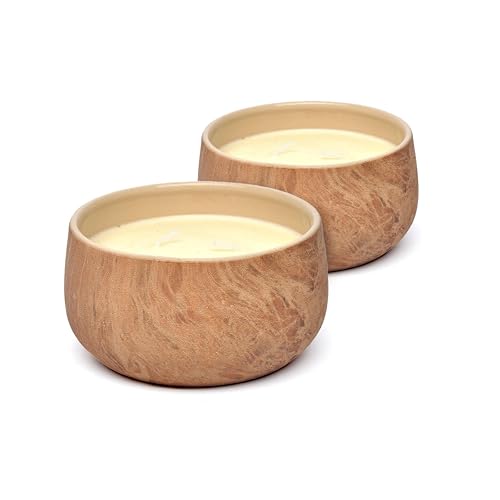 Aria Home Floral Scented Ceramic Candle Set of 2 Large 16 oz Decorative Candle Jar Clean Burning Home Fragrance Rustic Dec...