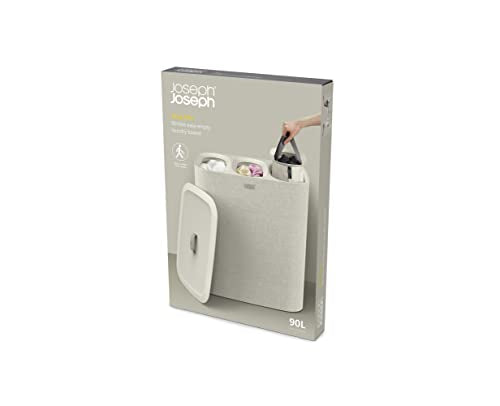 Joseph Joseph Tota Trio 90 liter/23.8 gallon Laundry Hamper Separation Basket with lid, 3 Removable Washing Bags with Hand...