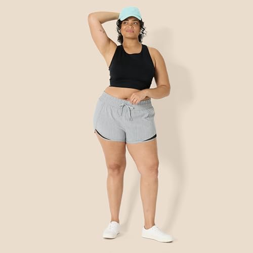 Amazon Essentials Women's Regular-Fit Athletic Ruched Waistband Woven Running Shorts with Zip Pocket