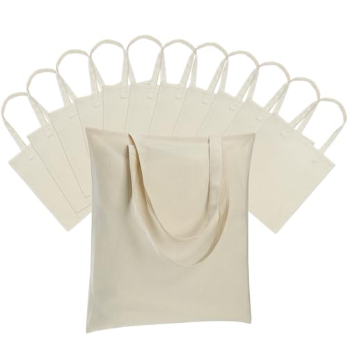 Carbrea 12 Pack Canvas Tote Bag - Lightweight Thin Tote Bags Bulk Blank Shopping Reusable Grocery Bags for DIY Gift Sublim...