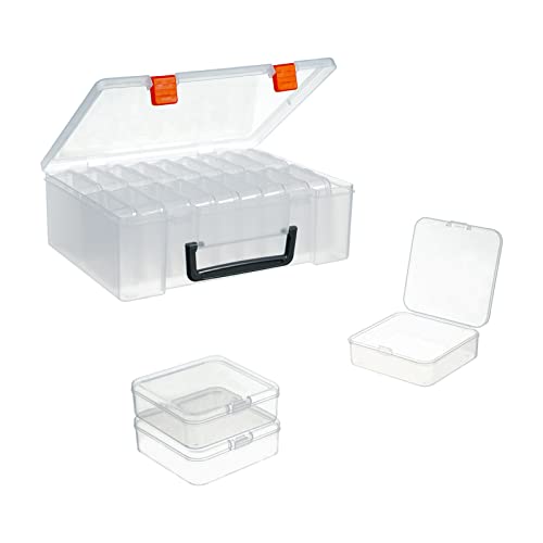 Letken 18 Pieces Small Plastic Craft 0rganizers and Storage, Transparent Box with Hinged Lid for Storage of Jewelry, Diamo...