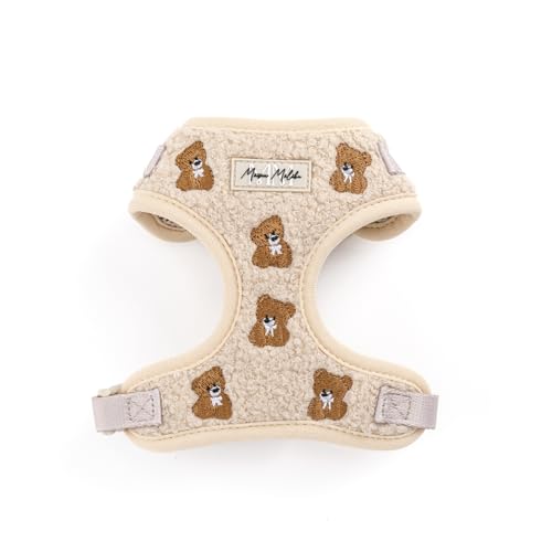 MAISON MALIBU Embroidered Matching Dog Harness and Leash Set with Poop Bag – No Pull, Adjustable, Padded, Breathable Harne...
