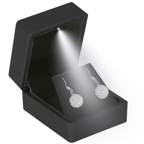 LED Stud Earring Jewelry Gift Box for Proposal, Wedding, Engagement，Birthday Luxury Jewelry Gift Box with LED Light, Jewel...
