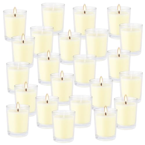 Set of 20 x 2.0 oz Votive Citronella Candles in Glass Cup Decorative Candle Yellow Citronella Tea Lights Indoor Outdoor Pa...