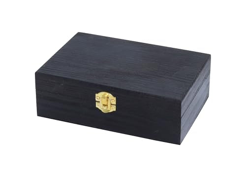 Creative Hobbies Small Black Wooden Keepsake Box with Gold Clasp - 6″ × 4″ × 2″ Painted Storage Case for Jewelry, Photos, ...