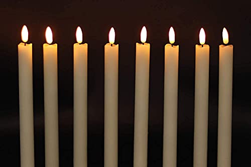 GenSwin Flameless Ivory Taper Candles Flickering with 10-Key Remote, Battery Operated Led Warm 3D Wick Light Window Candle...