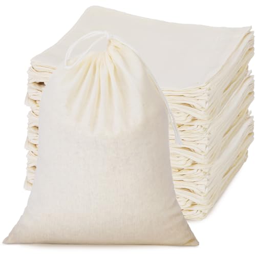 Tatuo 50 Pieces 4 x 6 Inches Muslin Cotton Drawstring Bags Canvas Linen Sachet Bag Reusable Empty Gift Pouch for Party Hom...