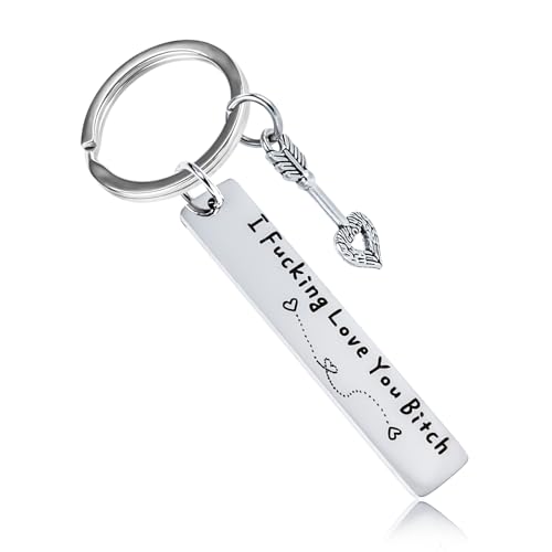 Teniinet Best Friend Keychain for Women, Stainless Steel Key Chain Engrave I Fking Love You Bith Birthday Christmas Friend...
