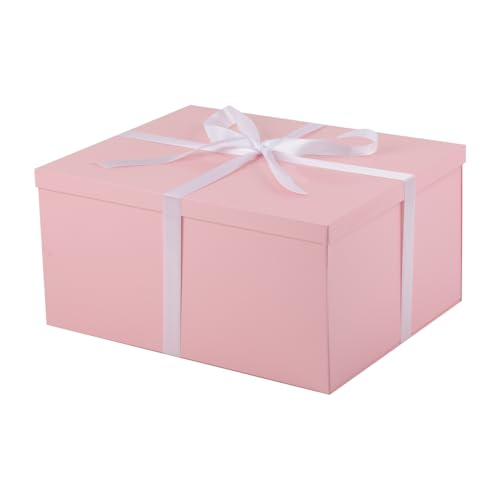 UoeRing 1Pcs Pink Extra Large gift box with lids 16.5×13×8 Inches gift boxes for presents,Birthday Box (include Ribbon, Pa...