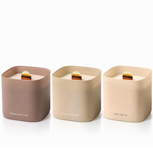 Set of 3 Premium Scented Soy Candles Gift Set | Nature's Bloom Collection - Gardenia, Hilton Garden and Rose & Oud | Crack...