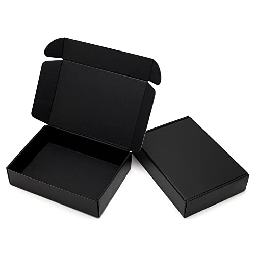 Timirog 9x6.5x2 Inches Black Shipping Boxes 25 Pack - Corrugated Cardboard Mailing Box for Small Business, Tab Locking Lit...