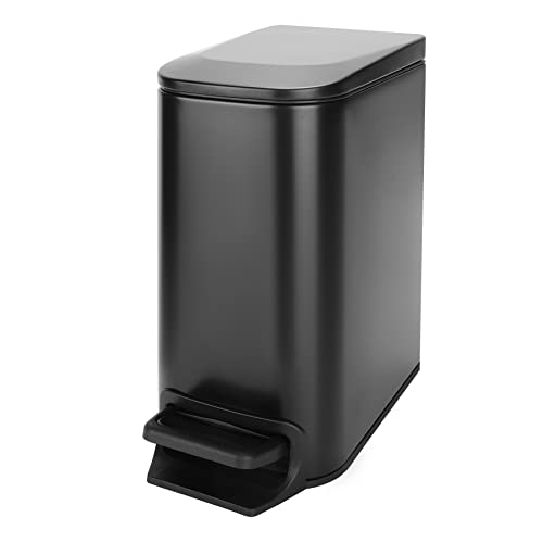 Cesun Small Bathroom Trash Can with Lid Soft Close, Step Pedal, 6 Liter / 1.6 Gallon Stainless Steel Garbage Can with Remo...