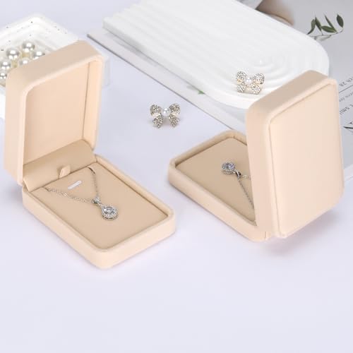 KUKUVR 6 Pieces Classic Velvet Necklace Pendant Box for Jewelry Gift, Small Jewellry Storage Display Case for Wedding Enga...