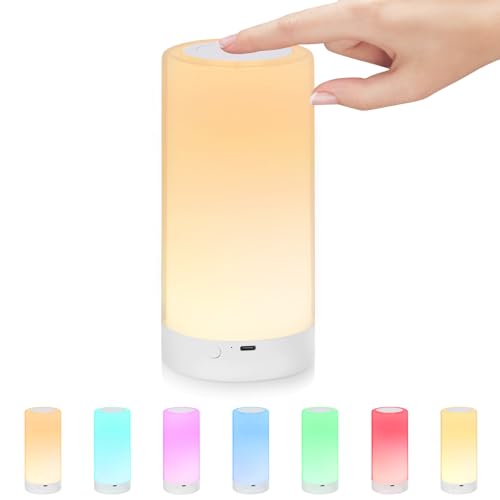 UNIFUN Table Lamp, Touch Sensor Bedside Lamps, Dimmable Warm White Light & Color Changing RGB for Kids Room,Living Room,Ca...