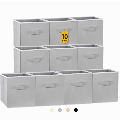 Criusia Storage Cubes, 11 Inch Cube Storage Bins for Shelves (10 Pack), Fabric Collapsible Storage Bins with Dual Handles,...
