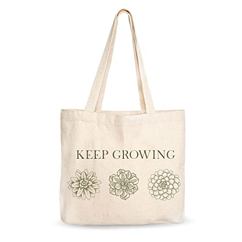 Canvas Tote Bag, Animal Design, Heavy Duty Gusseted, 100% Natural Cotton, for Shopping, Grocery, Laptop (T-GROW-XL)