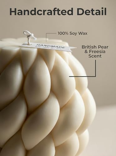 Hyznengu Knot Ball Soy Wax Candle- Large Handmade Pillar Scented Elegant Bubble Aesthetic Candle, Housewarming Wedding Bir...