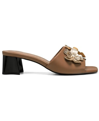 KARL LAGERFELD Women's Sandreea Block Heeled Sandal With Flower Embellishments