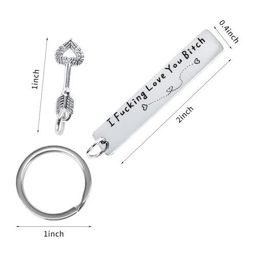 Teniinet Best Friend Keychain for Women, Stainless Steel Key Chain Engrave I Fking Love You Bith Birthday Christmas Friend...