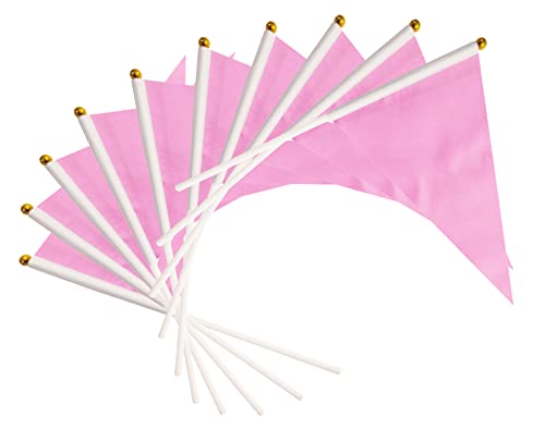 25 Pack Pink Pennant Flags Small Mini Hand Held Solid Color Pennant On Sticks Flags,Party Events Celebration,School,Grand ...