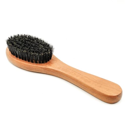 Menesia Pet Soft Brush with Wood Handle and Boar Bristle Hair - Soft Cat and Dog Grooming Brush for Short Hair Cats and Sm...