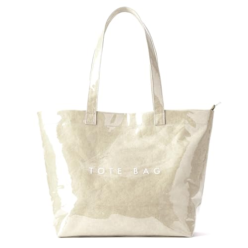 KALIDI PVC Zipper Tote Bag, Jelly Kraft Paper Beach Bag Large Hobo Carry All Travel Shopping Handbag Plastic Shoulder Bag