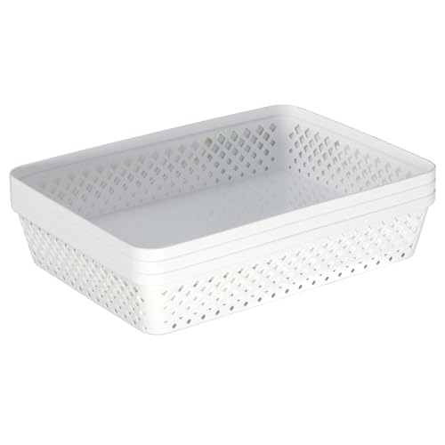 Glad Plastic Storage Basket Set - Multipurpose Drawer Trays, Kitchen Pantry Containers, and Bathroom Bins - 3 Pack Large O...