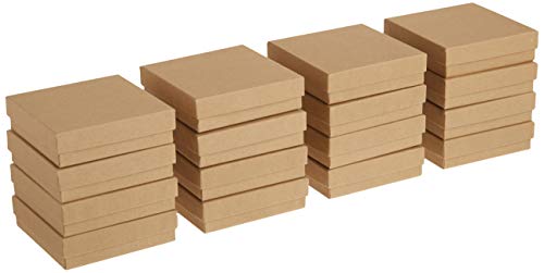 Beadaholique 16-Piece Kraft Square Cardboard Jewelry Boxes, 3.5 by 3.5 by 1-Inch, Brown