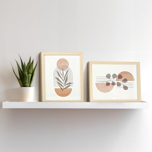 Art3d Framed Boho Wall Art Set of 4 for Wood Aesthetic Wall Decor for Living room Kitchen Hallway Bedroom, Neutral Botanic...