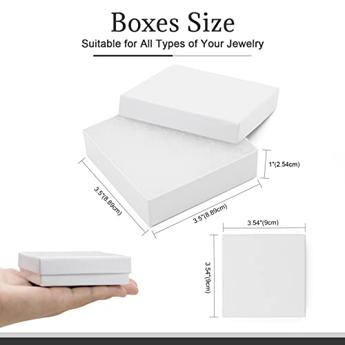 opaprain Cardboard Jewelry White Gift Boxes 20 Pack3.5×3.5×1 inches, its apply to displaying necklaces, rings, bracelets, ...