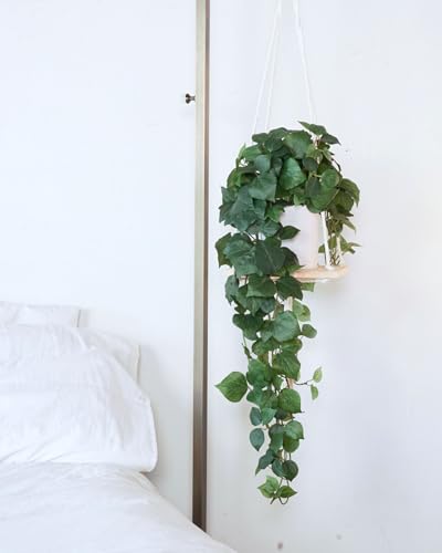 Retrograde 32" Realistic Fake Pothos Ivy Plant Silk Artificial Plant for Aesthetic Home Decor Indoor (Dark Green)