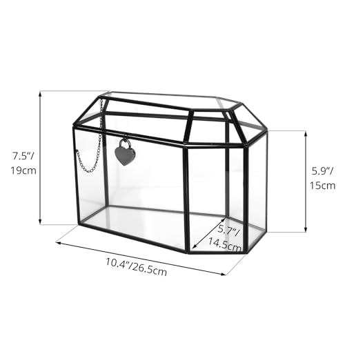 NCYP Gothic Glass Box with Swing Lid and Lock, Geometric Keepsake Card Display Organizer for Wedding Party - Halloween Dec...