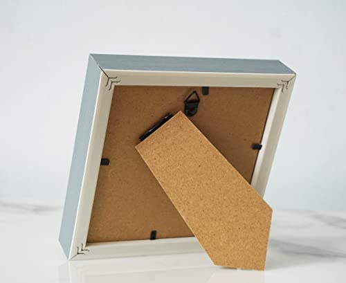 PLUSCHEN 5x5 Blue Beige Square Picture Frame, 5x5 Resin Photo Frame, Wall and Desktop Display Picture Frame, Plexiglass