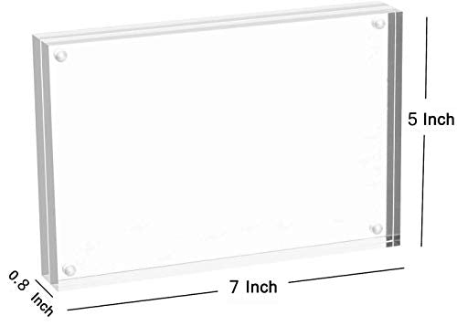 Meetu Acrylic Picture Frame 5x7,Clear Freestanding Double Sided 20mm Thickness Frameless Magnetic Photo Frames Desktop Dis...