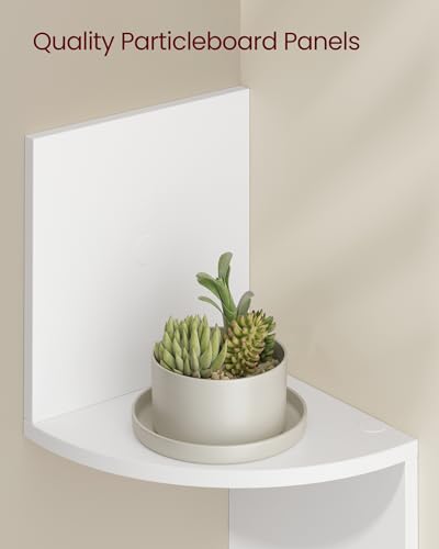 VASAGLE Set of 2, Corner Shelves Wall Mount, 4-Tier Floating Corner Bookshelves, Plant Shelves for Bedroom, Living Room, B...