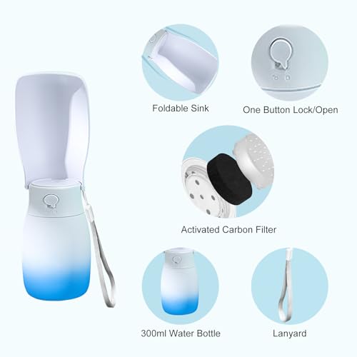 MITOCAPY Outdoor Dog Water Bottle Portable,Food Grade Plastic Travel Water Bowl for Dogs,Dog Water Bowl Dispenser for Pupp...